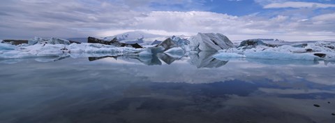 Framed Ice Berg Floating On The Water, Vatnajokull Glacier, Iceland Print