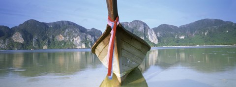 Framed Boat Moored In The Water, Phi Phi Islands, Thailand Print