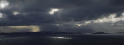 Framed Clouded Sky Over A Sea, Staffin Bay, Isle Of Skye, Scotland, United Kingdom Print