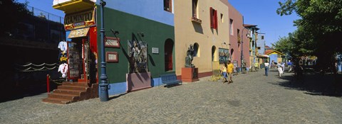 Framed Multi-Colored Buildings In A City, La Boca, Buenos Aires, Argentina Print