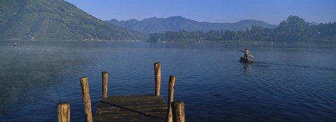 Framed Pier On A Lake, Santiago, Lake Atitlan, Guatemala Print