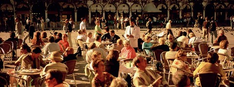 Framed Tourists at a sidewalk cafe, Venice, Italy Print