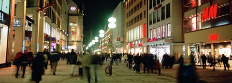 Framed Buildings in a city lit up at night, Munich, Germany Print