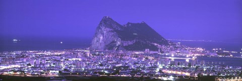 Framed High Angle View Of A City, Gibraltar, Spain Print