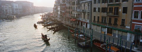 Framed Gondolas in the Grand Canal, Venice, Italy (black &amp; white) Print