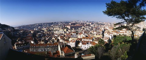 Framed Aerial view of a city, Lisbon, Portugal Print