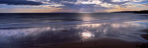 Framed Person Standing On The Beach, Scarborough, North Yorkshire, England, United Kingdom Print