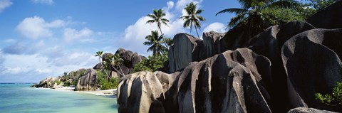Framed Rock formations on the beach, Anse Source D'argent Beach, La Digue Island, Seychelles Print