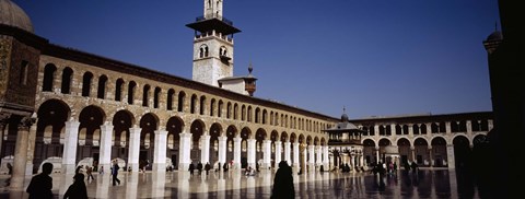 Framed Group of people walking in the courtyard of a mosque, Umayyad Mosque, Damascus, Syria Print