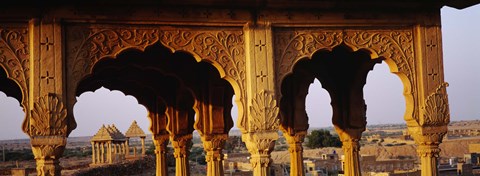 Framed Monuments at a place of burial, Jaisalmer, Rajasthan, India Print