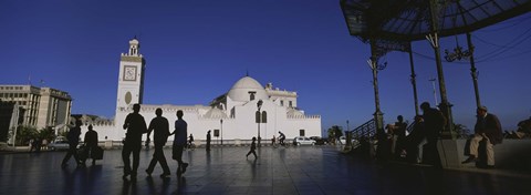 Framed Tourists walking in front of a mosque, Jamaa-El-Jedid, Algiers, Algeria Print