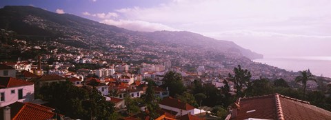 Framed High angle view of a town, Fortela de Pico, The Pico Forte, Funchal, Madeira, Portugal Print