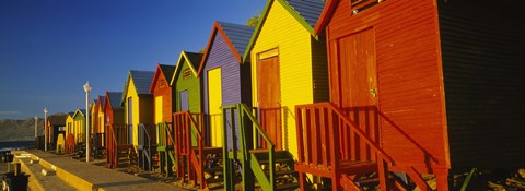 Framed Beach huts in a row, St James, Cape Town, South Africa Print