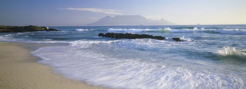 Framed Tide on the beach, Table Mountain, South Africa Print