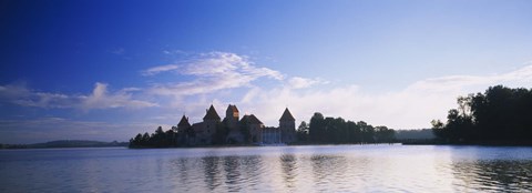 Framed Buildings at the waterfront, Vilnius, Trakai, Lithuania Print
