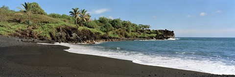 Framed Surf on the beach, Black Sand Beach, Maui, Hawaii, USA Print