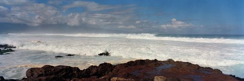 Framed Rock formations on the beach, Hookipa Beach, Maui, Hawaii, USA Print