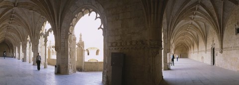 Framed Tourists at a monastery, Mosteiro dos Jeronimos, Belem, Lisbon, Portugal Print