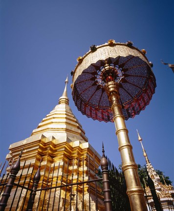 Framed Golden Chedi, Wat Phrathat Doi Suthep, Chiang Mai Province, Thailand Print