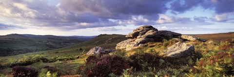 Framed Clouds over a landscape, Haytor Rocks, Dartmoor, Devon, England Print