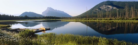 Framed Reflection of mountains in water, Vermillion Lakes, Banff National Park, Alberta, Canada Print