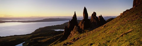 Framed Rock formations on the coast, Old Man of Storr, Trotternish, Isle of Skye, Scotland Print
