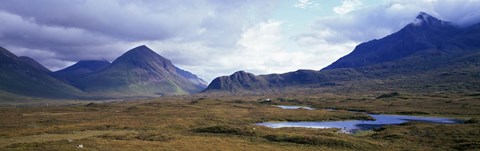 Framed Misty mountain landscape, Glen Sligachan, Isle of Skye, Scotland. Print
