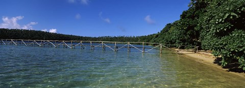 Framed Dock in the sea, Vava'u, Tonga, South Pacific Print
