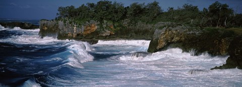 Framed Waves breaking on the coast, Vava'u, Tonga, South Pacific Print