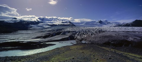 Framed Glaciers in a lake, Vatnajokull, Fjallsarlon, Jokulsarlon Lagoon, Iceland Print