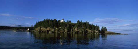 Framed Island in the sea, Bear Island Lighthouse off Mount Desert Island, Maine Print