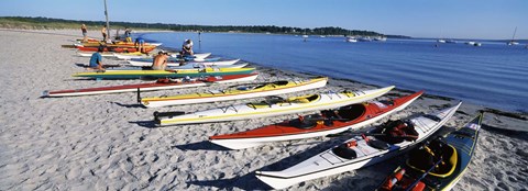 Framed Kayaks on the beach, Third Beach, Sakonnet River, Middletown, Newport County, Rhode Island (horizontal) Print