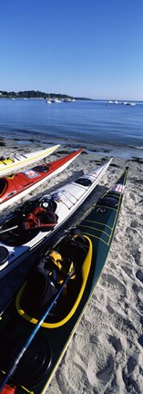 Framed Kayaks on the beach, Third Beach, Sakonnet River, Middletown, Newport County, Rhode Island (vertical) Print