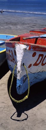 Framed Two fishing boats on the beach, Mazatalan, Mexico Print