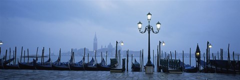 Framed Gondolas in a canal, Grand Canal, St. Mark&#39;s Square, San Giorgio Maggiore, Venice, Veneto, Italy Print