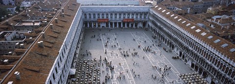 Framed High angle view of a town square, St. Mark&#39;s Square, St Mark&#39;s Campanile, Venice, Veneto, Italy Print
