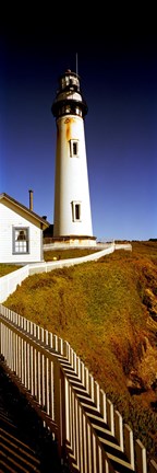 Framed Lighthouse on a cliff, Pigeon Point Lighthouse, California, USA Print