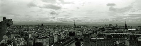 Framed Aerial view of a river passing through a city from Notre Dame de Paris, Seine River, Paris, Ile-de-France, France Print