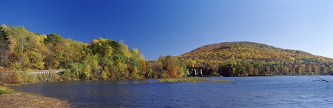 Framed Lake in front of mountains, Arrowhead Mountain Lake, Chittenden County, Vermont, USA Print