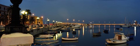 Framed Boats at a harbor, Bari, Itria Valley, Puglia, Italy Print