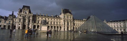 Framed Louvre Museum on a rainy day, Paris, France Print