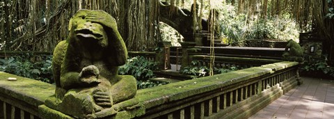 Framed Statue of a monkey in a temple, Bathing Temple, Ubud Monkey Forest, Ubud, Bali, Indonesia Print