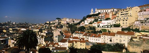 Framed Buildings on the slopes of a city, Alfama, Lisbon, Portugal Print