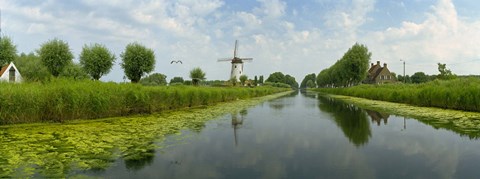 Framed Traditional windmill along with a canal, Damme, Belgium Print