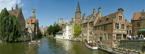 Framed Buildings at the waterfront, Rozenhoedkaai, Bruges, West Flanders, Belgium Print
