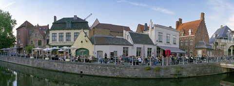 Framed Buildings at the waterfront, Bruges, West Flanders, Belgium Print