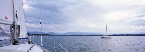 Framed Sailboats in a lake, Lake Starnberg, Munich, Bavaria, Germany Print