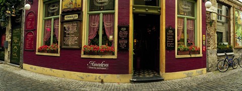 Framed Facade of a restaurant, Patershol, Ghent, East Flanders, Flemish Region, Belgium Print