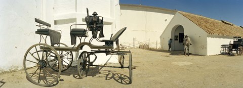 Framed Horse cart in front of a hotel, Hotel Cortijo El Esparragal, Gerena, Seville, Seville Province, Andalusia, Spain Print
