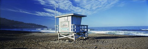 Framed Lifeguard hut on the beach, Torrance Beach, Torrance, Los Angeles County, California, USA Print